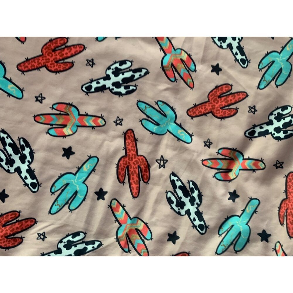 Reversible Cactus Print Baby Blanket In Pink & Turquoise With Minky Dot Backing